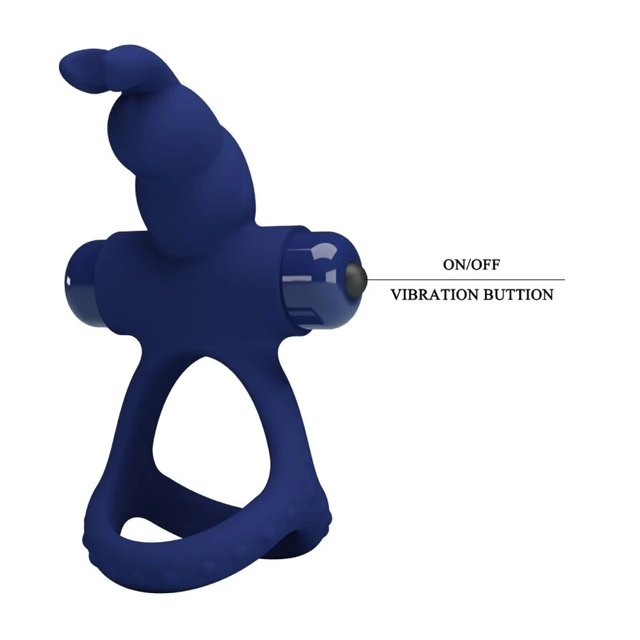 PRETTY LOVE - LUCHITO DOUBLE VIBRATING RING RABIT BLUE